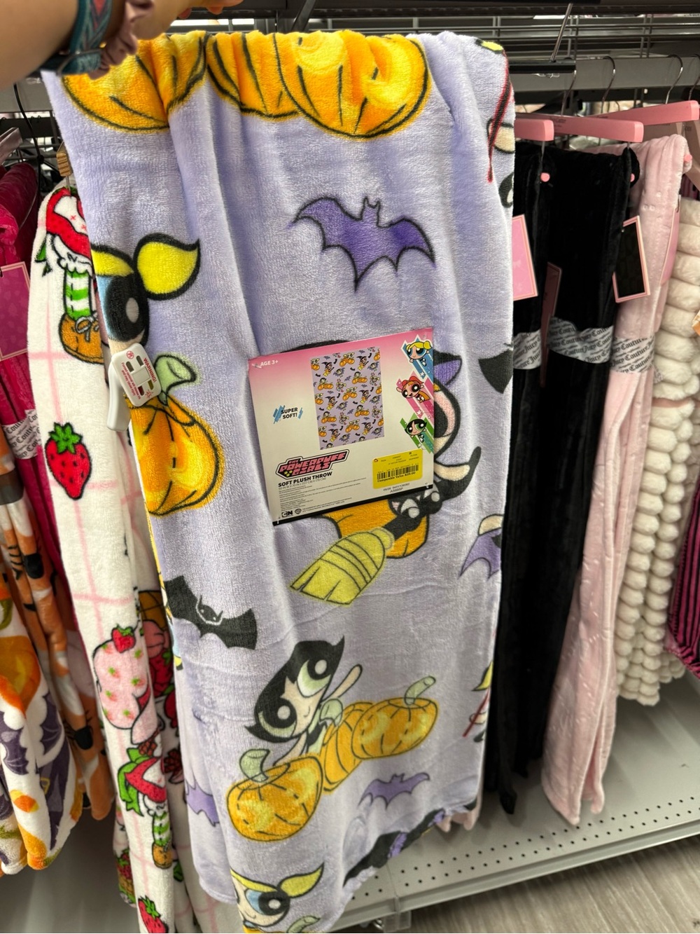 Powerpuff Girls Plush Throw Blanket - Purple with Orange Pumpkins